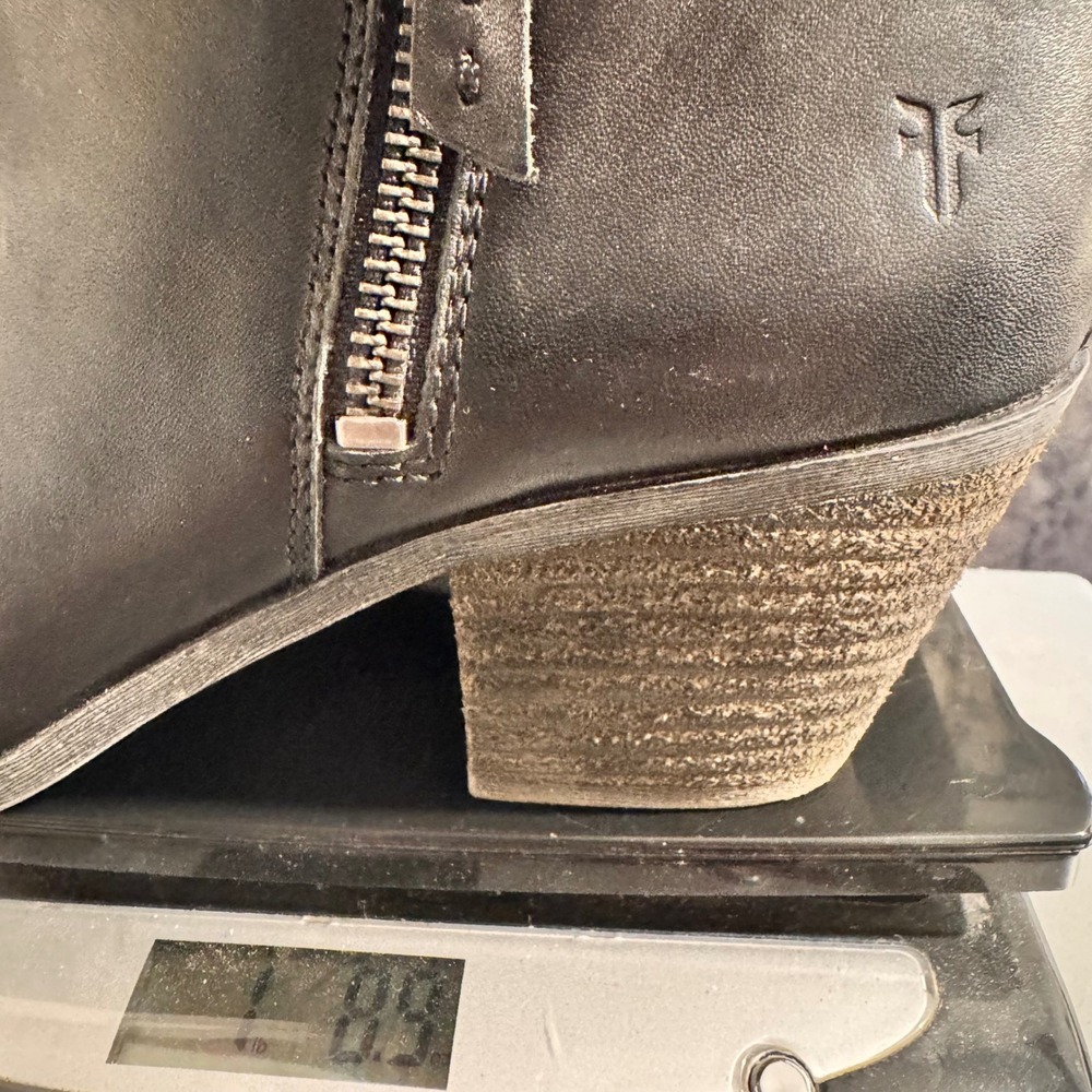 Frye Ankle Bootie Women 7 Black N/A Leather Western Block Heel Zip - Picture 11 of 11